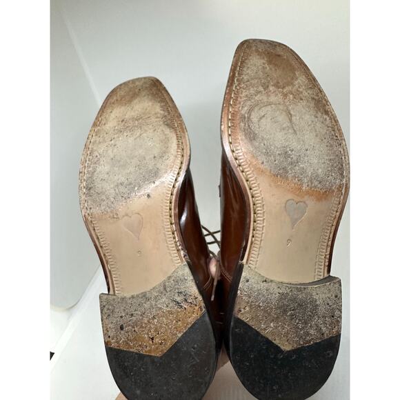 WARREN EDWARDS Men’s Brown Square Toe Lace-Up Leather Dress Shoes Oxfords - Sz 9 - Picture 6 of 7